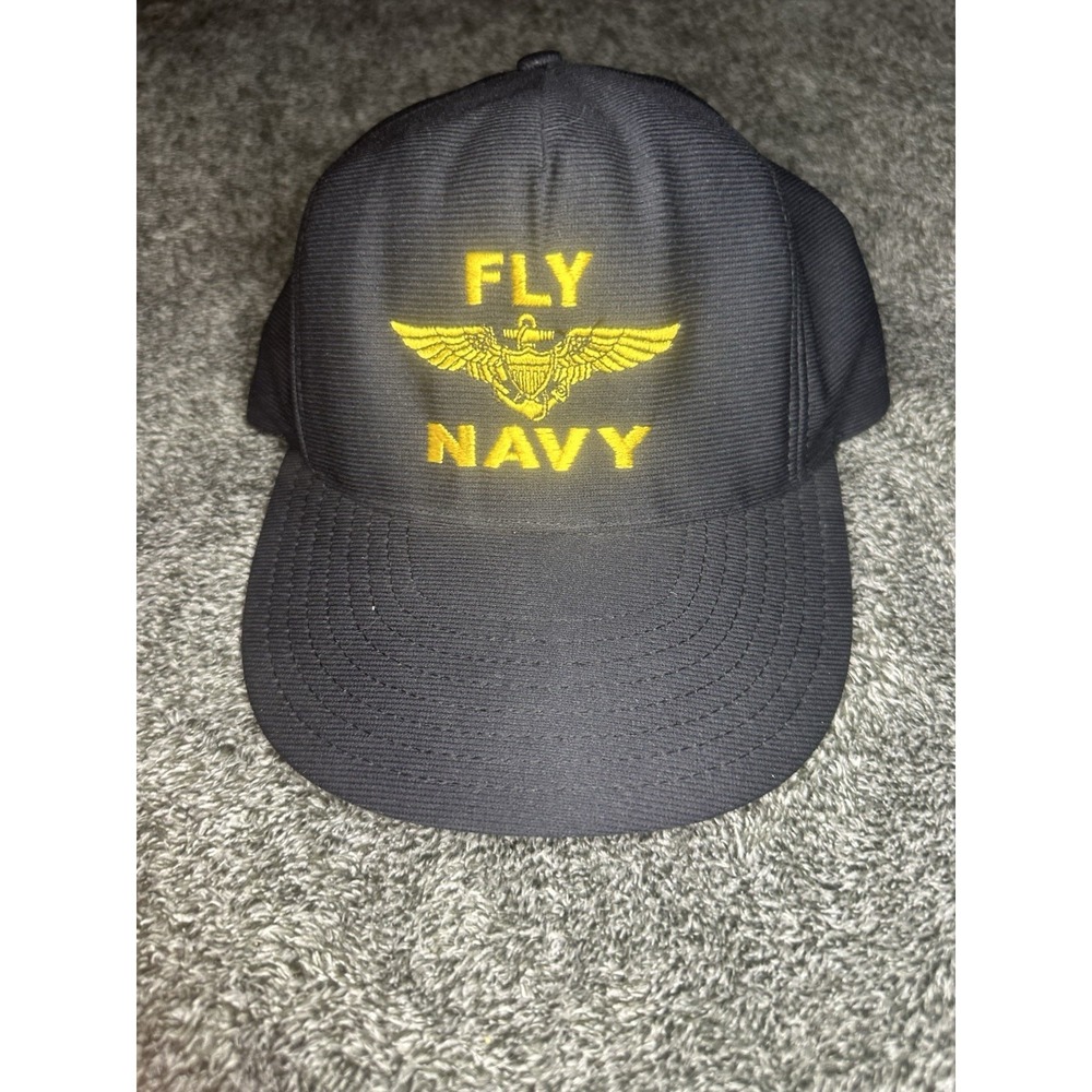 Vintage Fly Navy US Navy Aviation Wings Eagle Crest USA Made Snapback Hat Cap